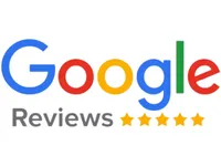 The google reviews logo has five stars on it.